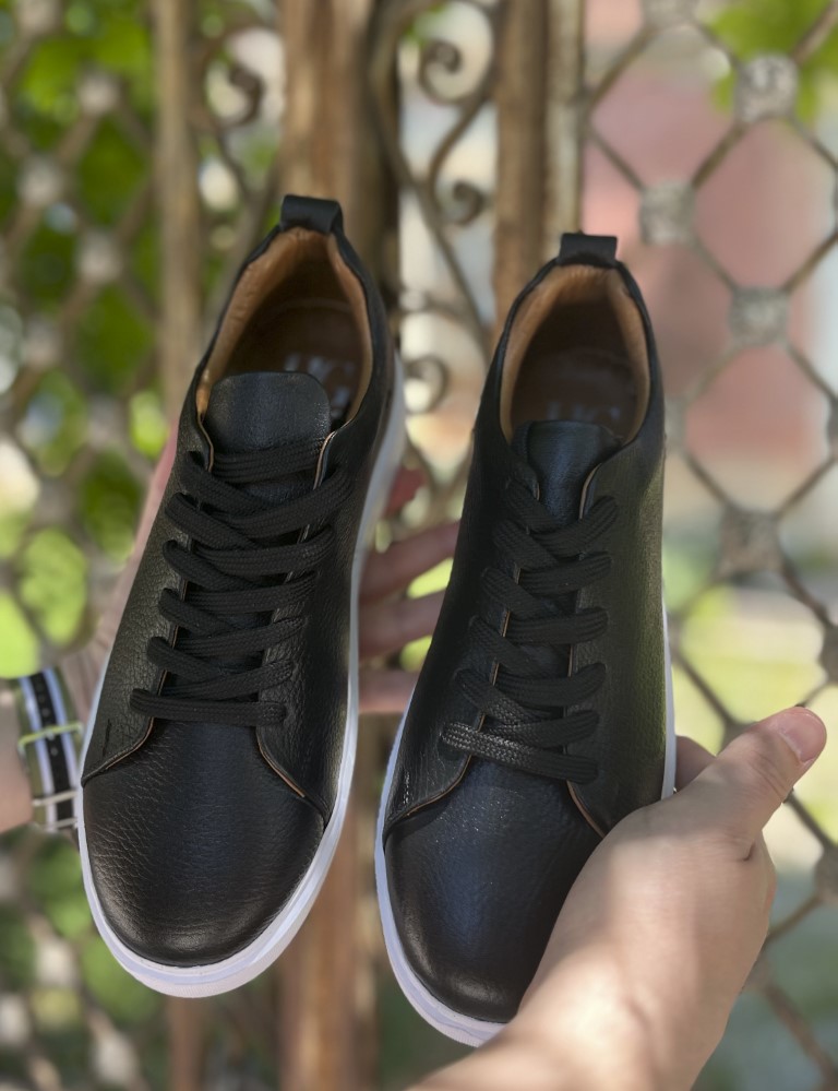 Ανδρικά μαύρα δερμάτινα casual Sneakers HG175542 φωτογραφία